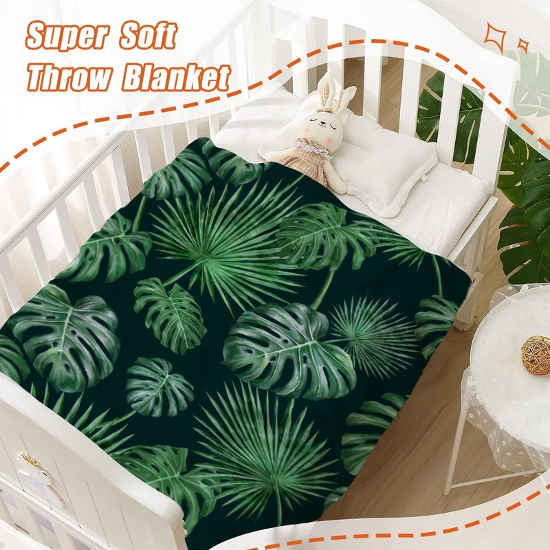 YeeJu Tropical Kids Throw Blanket Small Green Plant Leaf Blanket for Girls Boys Child Baby Bed Soft Fuzzy Plush Fleece Blanket and Throws Spring Summer Decorative Print Gift Blanket 40x50 - Image 4